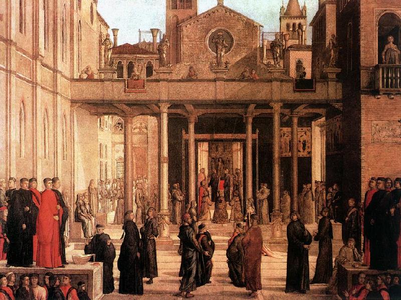 BASTIANI, Lazzaro The Relic of the Holy Cross is offered to the Scuola di S. Giovanni Evangelista Spain oil painting art